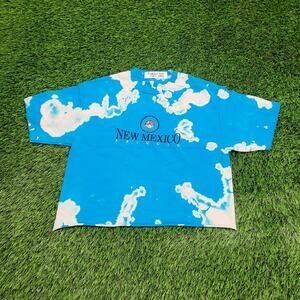 Vintage New-Mexico Crop-Top Shirt Womens Medium 19x18 Blue